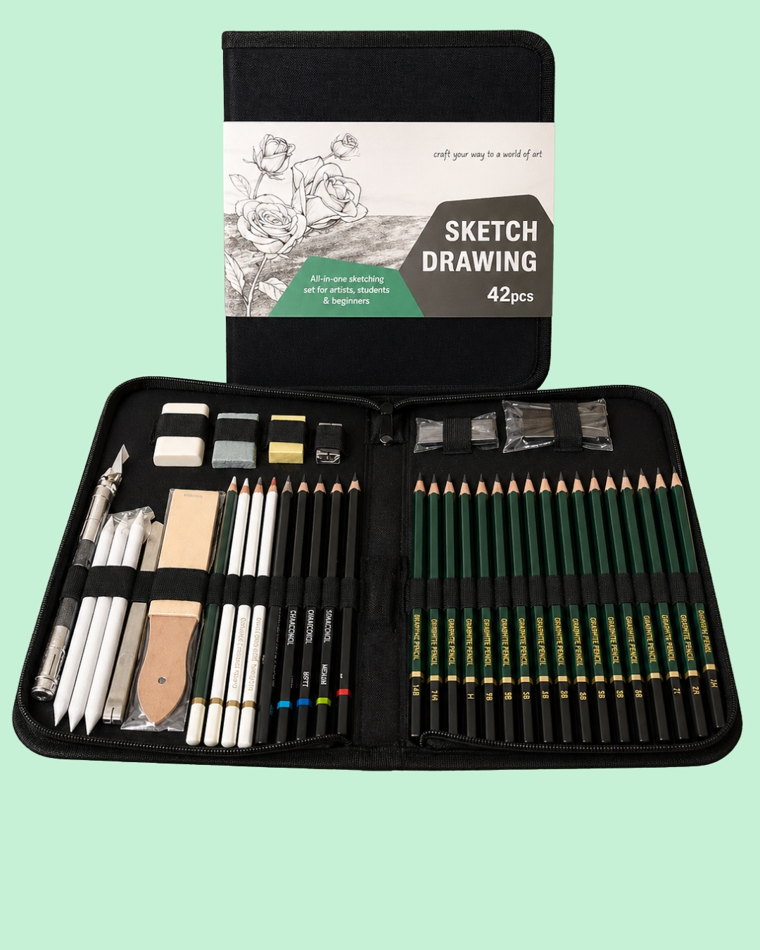 Sketch & Drawing Kit – 42 Piece Artist Set - Image 6