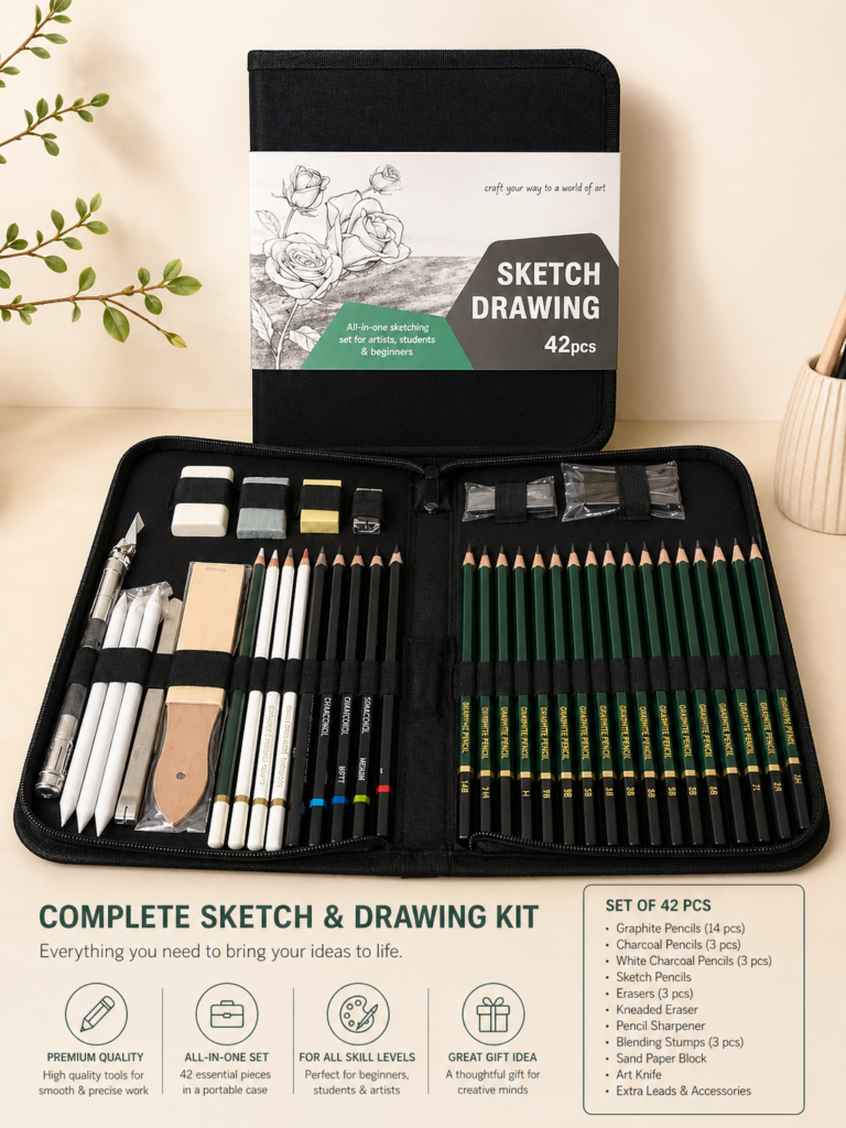 Sketch & Drawing Kit – 42 Piece Artist Set
